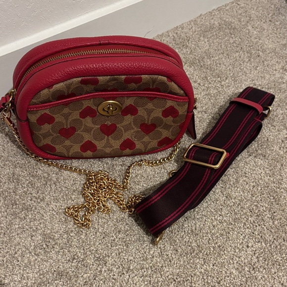 Coach Handbags - Coach Red and Brown Crossbody Bag